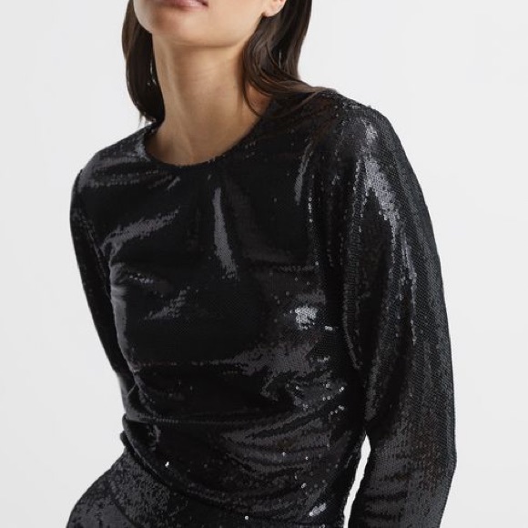 Reiss Julianne Black Sequin Top - Picture 5 of 11